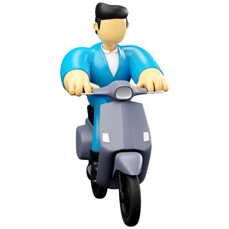 Empresário andando de scooter  3D Illustration