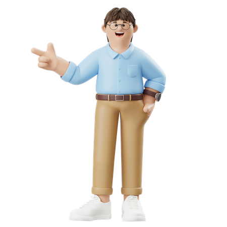 Empresário apontando com a mão no bolso  3D Icon