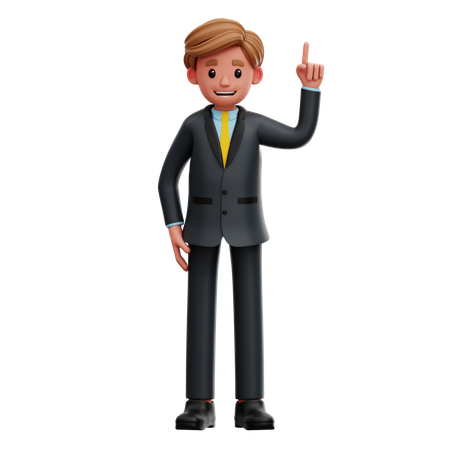 Empresário apontando para cima  3D Icon
