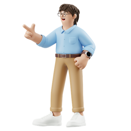 Empresario apuntando hacia adelante  3D Illustration
