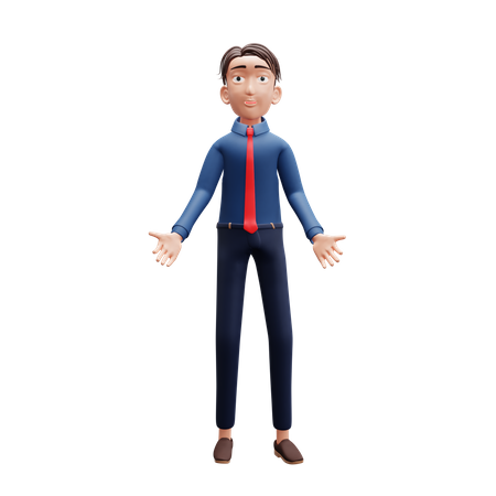 Pose de bienvenida del empresario  3D Illustration