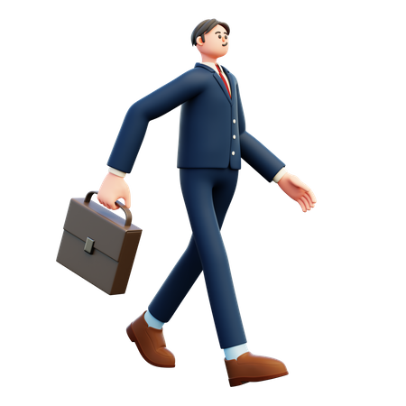 Empresario caminando con maletín  3D Illustration