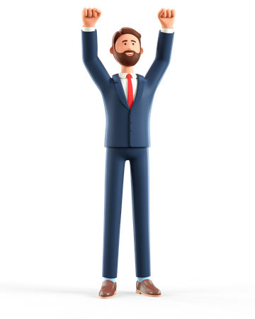 Empresario celebrando el éxito  3D Icon