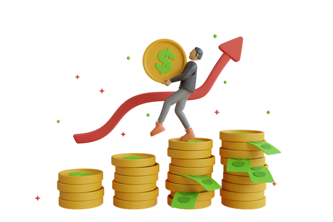 Empresário coletando lucro de investimento  3D Icon