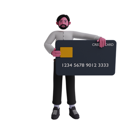 Empresário com cartão de crédito  3D Illustration