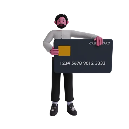 Empresário com cartão de crédito  3D Illustration