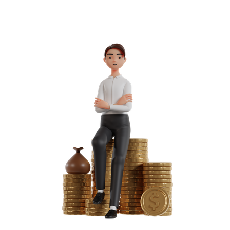 Empresário com investimento de capital  3D Icon