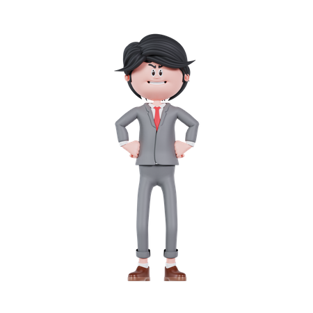 Empresário com pose de raiva  3D Icon