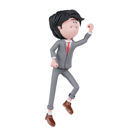 Empresário com pose de salto  3D Illustration