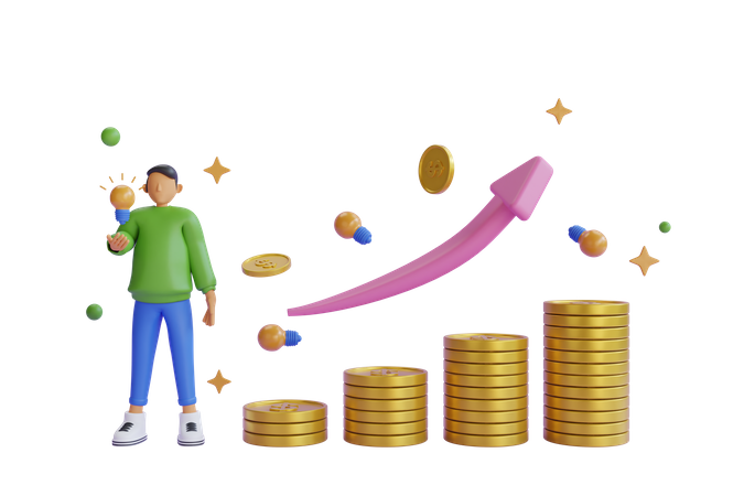 Empresário com retorno de investimento positivo  3D Icon