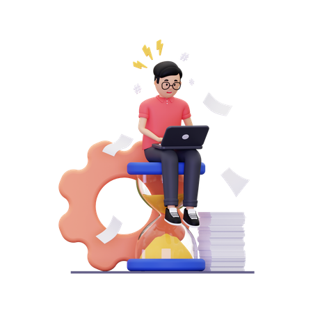 Empresário com trabalho exigente  3D Icon
