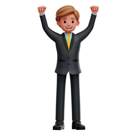 Empresário comemorando o sucesso  3D Icon