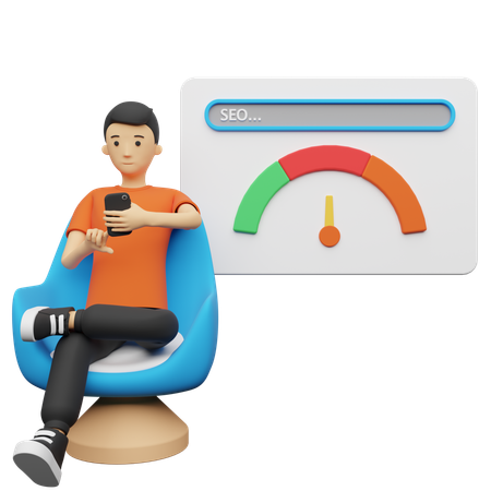 Empresario comprobando el rendimiento de SEO  3D Icon