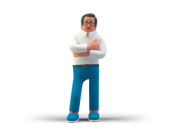 Hombre de negocios con los brazos cruzados  3D Illustration