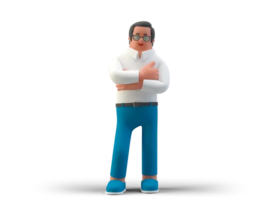 Hombre de negocios con los brazos cruzados  3D Illustration