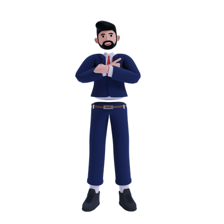 Hombre de negocios con los brazos cruzados  3D Illustration