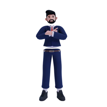 Hombre de negocios con los brazos cruzados  3D Illustration