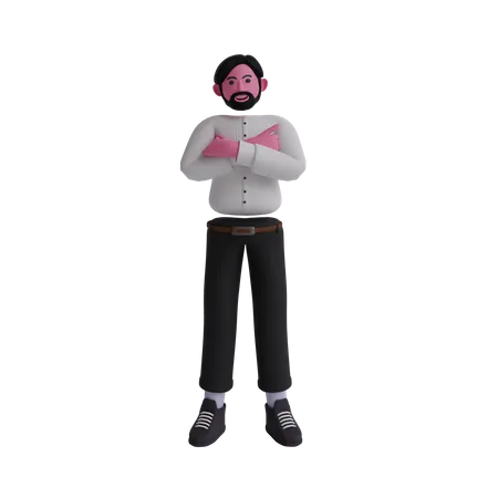 Hombre de negocios con los brazos cruzados  3D Illustration