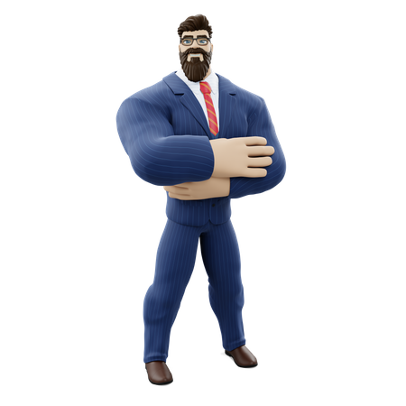 Hombre de negocios con los brazos cruzados  3D Illustration