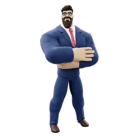 Hombre de negocios con los brazos cruzados  3D Illustration