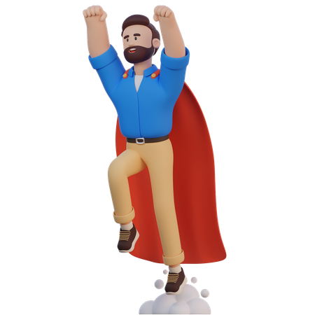 Empresario con capa de superhéroe  3D Icon