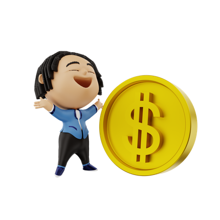 Empresario con dinero  3D Illustration