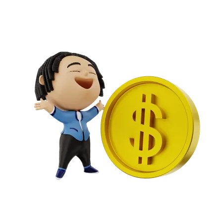 Empresario con dinero  3D Illustration