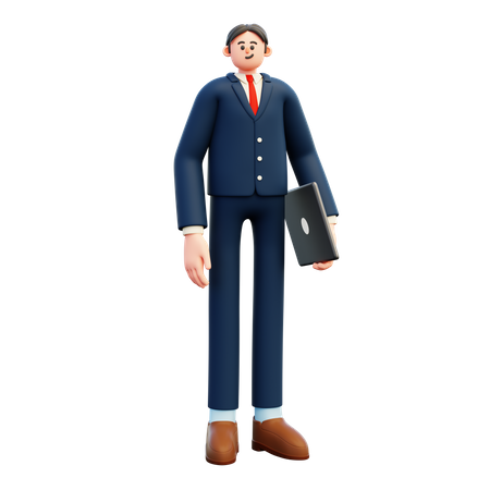 Hombre de negocios, con, computador portatil  3D Illustration