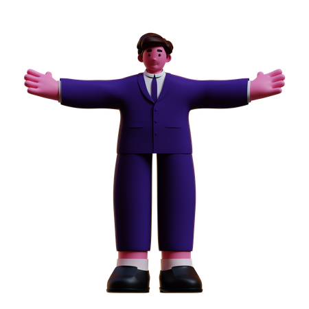 Hombre de negocios con las manos abiertas  3D Illustration