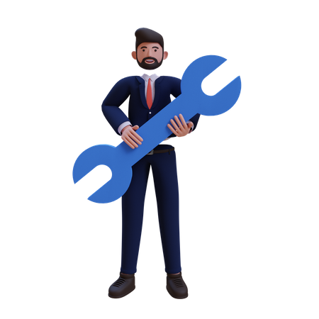 Empresario con llave  3D Illustration