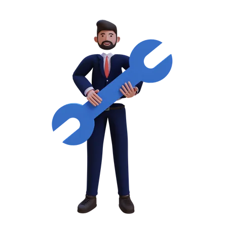 Empresario con llave  3D Illustration