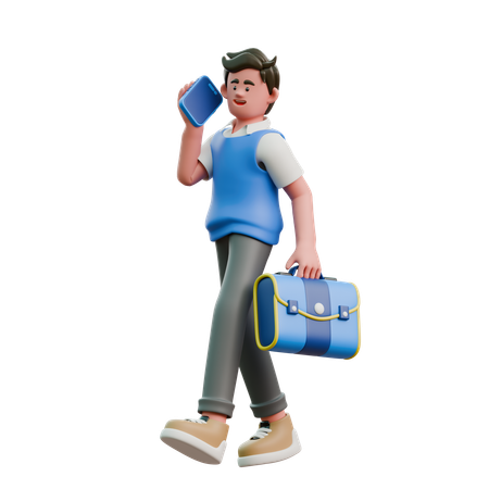 Empresario, proceso de llevar, maletín  3D Icon