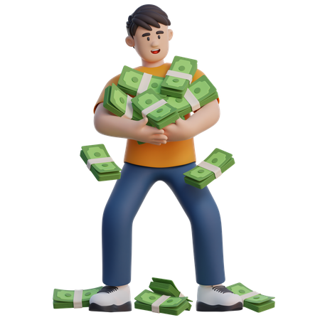 Empresario con mucho dinero  3D Illustration