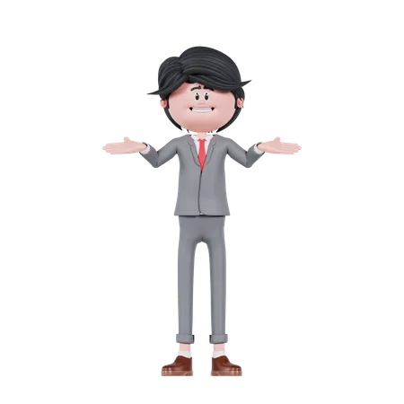 Empresario con pose confusa  3D Illustration