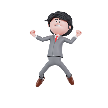 Empresario con pose de salto  3D Illustration