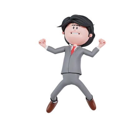 Empresario con pose de salto  3D Illustration