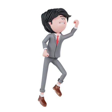 Empresario con pose de salto  3D Illustration