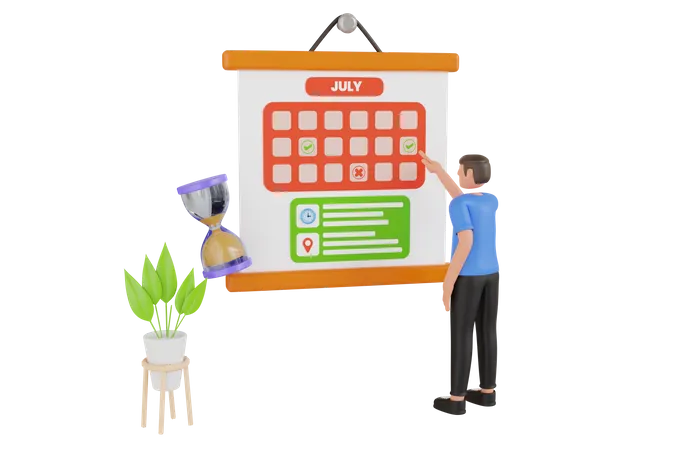 Empresario con su horario  3D Illustration