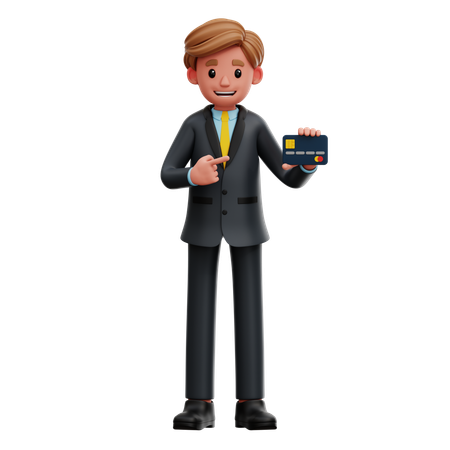 Empresario con tarjeta de crédito  3D Icon