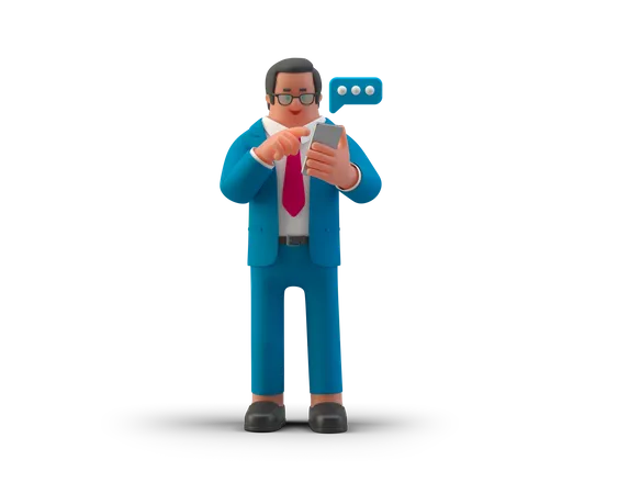 Empresário conversando no smartphone  3D Illustration