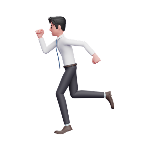 Empresario corriendo posando con camisa larga y corbata azul  3D Icon