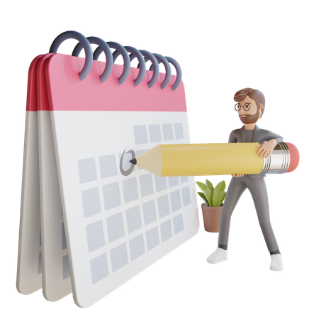 Empresario creando calendario  3D Illustration