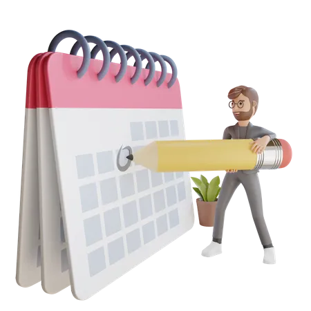 Empresario creando calendario  3D Illustration