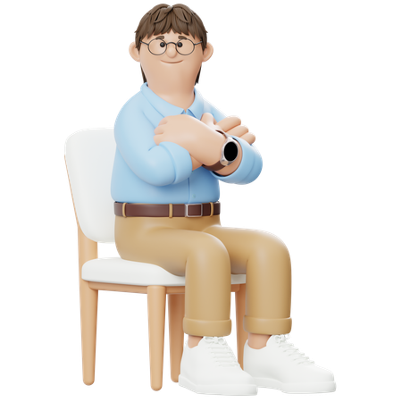 Empresário cruzando os braços enquanto está sentado na cadeira  3D Icon