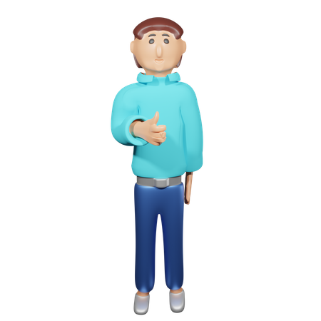 Hombre de negocios da un pulgar hacia arriba  3D Illustration