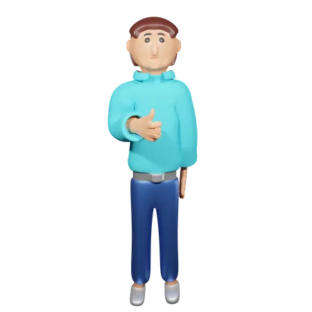 Hombre de negocios da un pulgar hacia arriba  3D Illustration