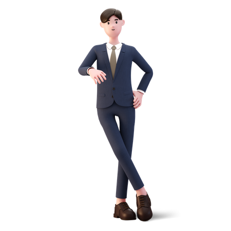 Empresario dando pose de pie  3D Illustration
