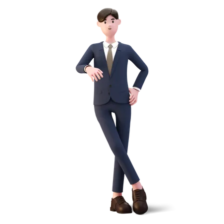 Empresario dando pose de pie  3D Illustration
