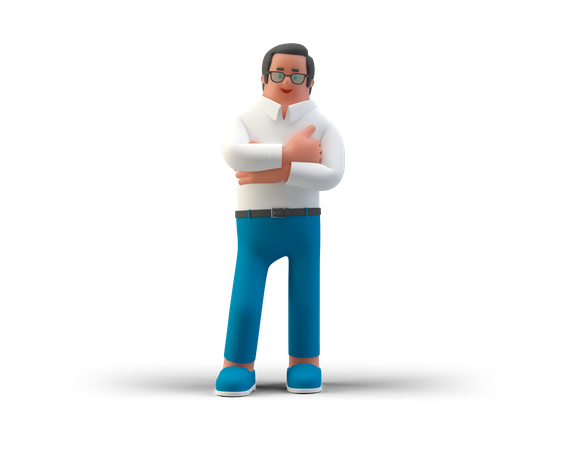 Empresário com braços cruzados  3D Illustration