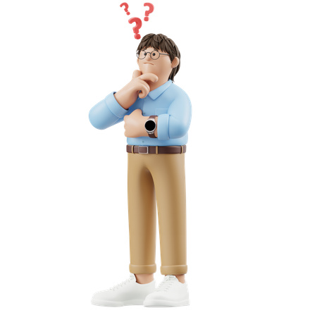 Hombre de negocios de pie mientras piensa profundamente  3D Illustration